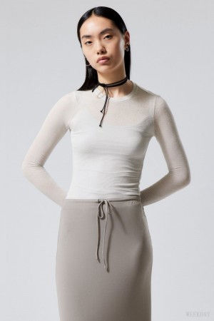 Weekday Soft Sheer Long Sleeve Top Głęboka | ICCC0481