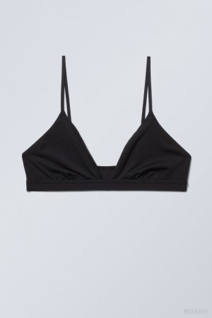 Weekday Soft Triangle Bralette Soul Czarne | KMFZ3969