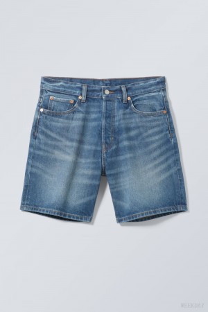 Weekday Space Relaxed Denim Shorts Niebieskie | VZLS8285
