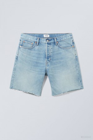 Weekday Space Relaxed Denim Shorts Niebieskie | ECKF6481
