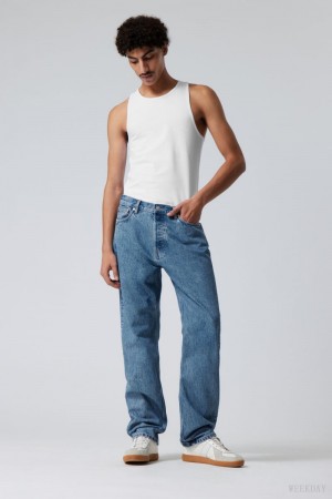 Weekday Space Relaxed Prosty Jeans Niebieskie | IOGZ8590