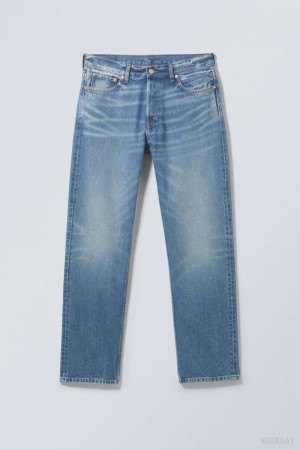 Weekday Space Relaxed Prosty Jeans Niebieskie | ZTQT2904