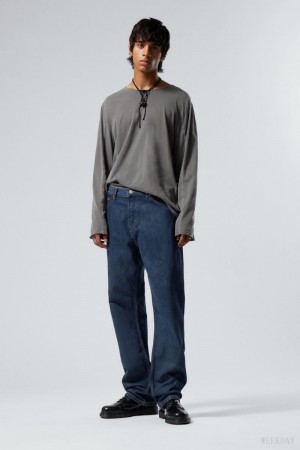 Weekday Space Relaxed Prosty Jeans Niebieskie | JTKN8282