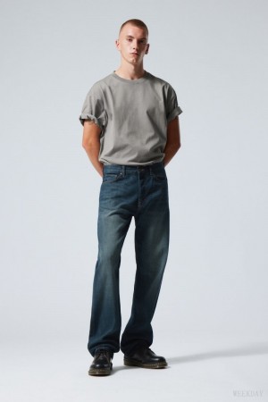 Weekday Space Relaxed Prosty Jeans Niebieskie | VBZR6403