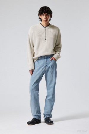 Weekday Space Relaxed Prosty Jeans Niebieskie | CCGH4639