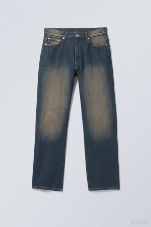 Weekday Space Relaxed Prosty Jeans Niebieskie | GZVW0947