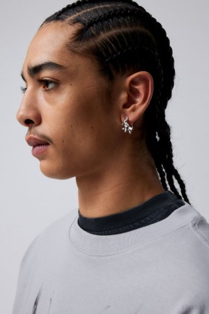 Weekday Spike Hoop Earrings Srebrne | EYJG7624