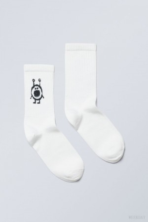 Weekday Sportowe Printed Socks Mini Tubbie | OUBD4439