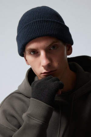 Weekday Stan Beanie Ciemny Niebieskie | QJYU7293