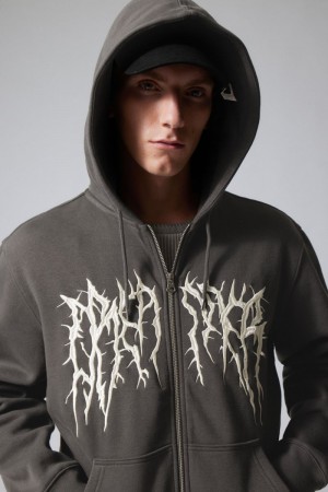 Weekday Standard Grafiką Zip Hoodie Spiky Dreamer | VKFF2984