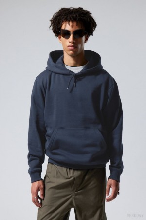 Weekday Standard Midweight Hoodie Ciemny Niebieskie | CSIT9711