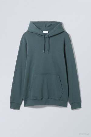 Weekday Standard Midweight Hoodie Ciemny Lazur | FFFH0026