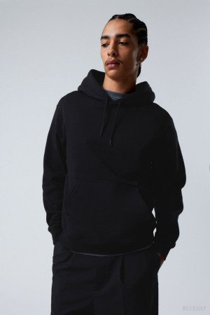 Weekday Standard Midweight Hoodie Czarne | PMCA9038