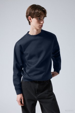 Weekday Standard Midweight Sweatshirt Granatowe | ALGJ4584