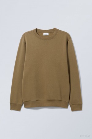 Weekday Standard Midweight Sweatshirt Khaki | FZWR9728