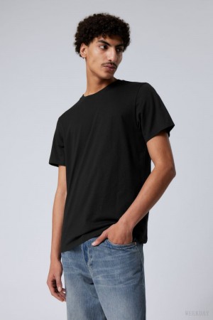 Weekday Standard Midweight T-shirt Czarne | VFIL4111