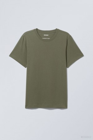 Weekday Standard Midweight T-shirt Khaki | RJQL3549
