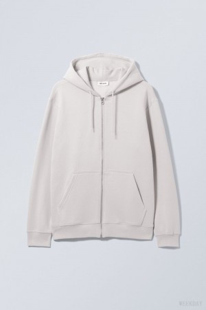 Weekday Standard Midweight Zip Hoodie Głęboka Szare | UPST8383