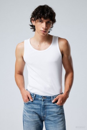Weekday Standard Tank Top Białe | HULH2338