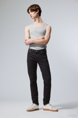 Weekday Sunday Slim Tapered Jeans Czarne | BFDR8255