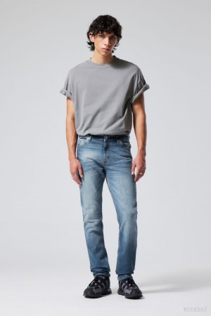Weekday Sunday Slim Tapered Jeans Niebieskie | NBOH8223