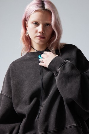 Weekday Szerokie Heavyweight Sweatshirt Ciemny Szare | INPK5826