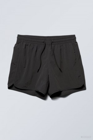 Weekday Tan Structure Swim Shorts Czarne | YSPO4802