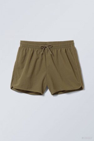 Weekday Tan Structure Swim Shorts Khaki | WQMF3374