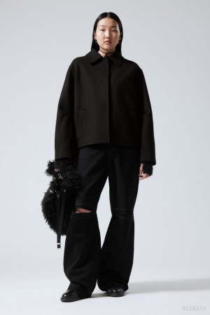 Weekday Tana Wełna Blend Jacket Czarne | XNWF0466