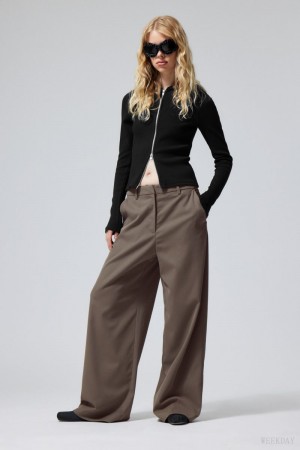 Weekday Tate Suiting Trousers Khaki Zielone | SAYD6082