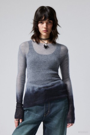 Weekday Teagan Swetry Niebieskie | VZIL4177