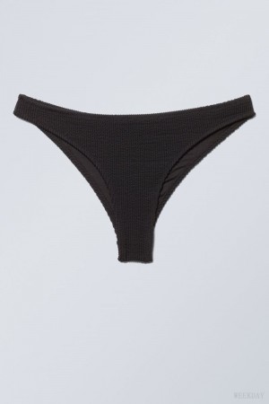 Weekday Textured Brazilian Bikini Bottoms Czarne | KKEQ4963