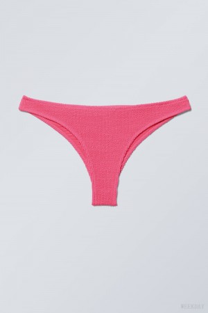 Weekday Textured Brazilian Bikini Bottoms Różowe | NTKY3422