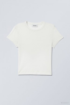 Weekday Tight Fitted T-shirt Białe | DOIP3931