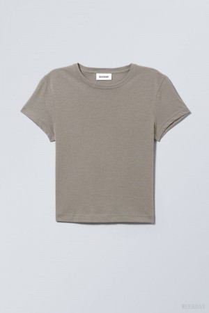 Weekday Tight Fitted T-shirt Ciemny Szare | NCWT9217