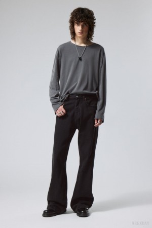 Weekday Time Loose Bootcut Jeans Czarne | FRTM1750
