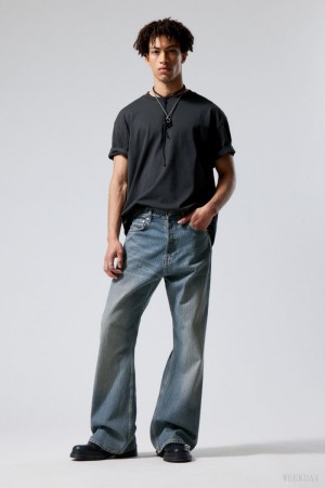 Weekday Time Loose Bootcut Jeans Niebieskie | YDVU4301
