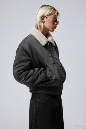 Weekday Timo Regular Bomber Jacket Szare | NJMD2501