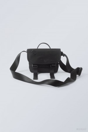 Weekday Tiny Messenger Bag Czarne | PKFF0822