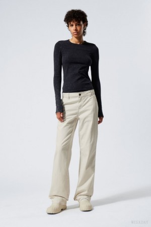 Weekday Tony Bawełniane Twill Trousers Głęboka | IMTF8812