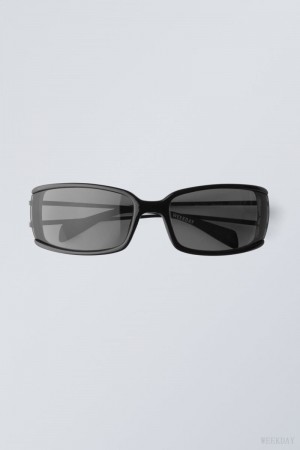 Weekday Tour Sunglasses Czarne | ILEY6554