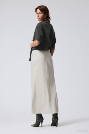 Weekday Trace Pull On Satin Skirt Szare | KROB0692