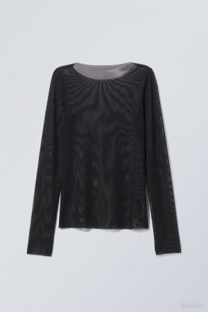 Weekday Transparent Long Sleeve Czarne | NNGO5443