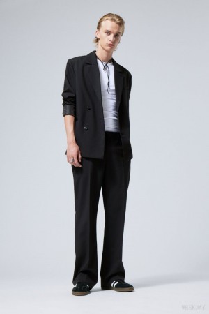 Weekday Travis Low Stanem Suit Trousers Czarne | GJUL3709