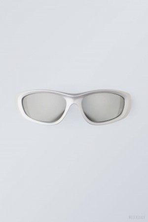 Weekday Trek Sunglasses Srebrne | DJTK6025