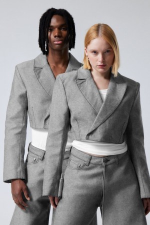 Weekday Unifrom™ + Weekday Limited Edition Power Blazer Szare | TDRJ2747