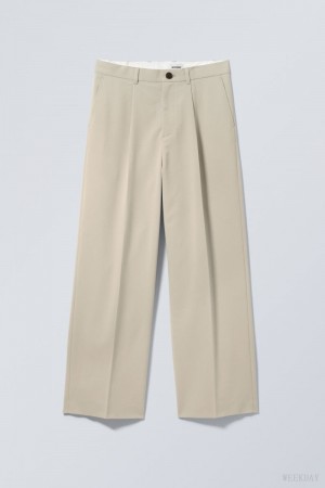 Weekday Uno Loose Suit Trousers Beżowe | CUDC0175