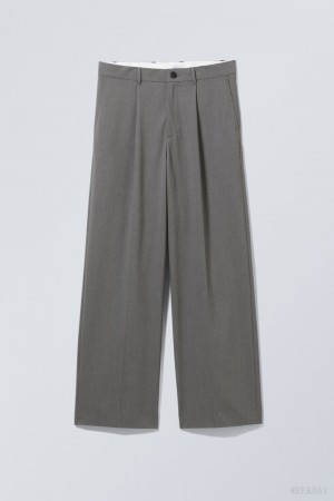 Weekday Uno Loose Suit Trousers Ciemny Szare | VLFE7621