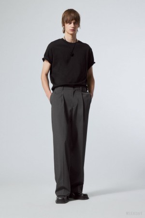 Weekday Uno Loose Suit Trousers Ciemny Szare | WRDD9244
