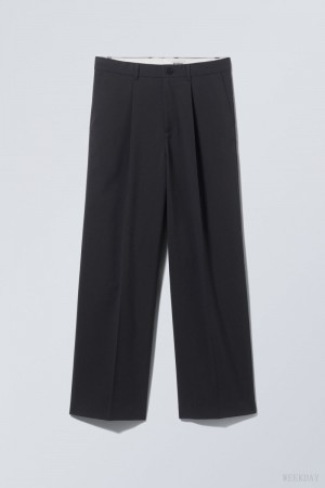 Weekday Uno Loose Suit Trousers Ciemny Szare | ZJHC6210